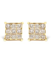 Haus of Brilliance - 14K 1 1/2 Cttw Invisible Set Princess-Cut Diamond 9 Stone Square Stud Earrings (J-K Color, Si2-I1 Clarity) - Lyst
