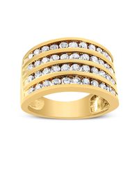 Haus of Brilliance - 10K Plated .925 Sterling 1 1/2 Cttw Diamond 4 Row Channel Band Ring (Champagne Color, I2-I3 Clarity) Size 7 - Lyst