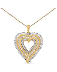 Haus of Brilliance - 14K Plated .925 Sterling 1 1/2 Cttw Baguette Diamond Composite Heart 18" Inch Pendant Necklace (I-J Color, I1-12 Clarity) - Lyst