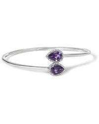 Haus of Brilliance - 925 Sterling 8 X 5.5Mm Pear Shape Amethyst And Diamond Accent Halo Bypass Bangle Bracelet (H-I Color, Si1-Si2 Clarity) - Lyst