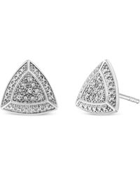 Haus of Brilliance - 925 Sterling Diamond-Accented Trillion Shaped 4-Stone Halo-Style Stud Earrings (H-I Color, I2-I3 Clarity) - Lyst