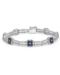 Haus of Brilliance - 18K 2 3/4 Cttw Diamond And 3X3Mm Sapphire Double Row Link Bracelet (G-H Color, Vs1-Vs2 Clarity) - Lyst