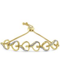 Haus of Brilliance - 14K Plated .925 Sterling Diamond Accent Heart Link Bolo Bracelet (H-I Color, I2-I3 Clarity) - Lyst