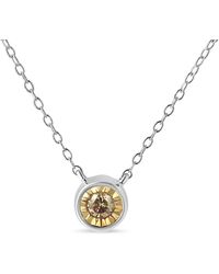 Haus of Brilliance - 925 Sterling 1/5 Cttw Bezel Set Champagne Diamond Solitaire 18" Pendant Necklace (K-L Color, I1-I2 Clarity) - Lyst