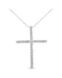 Haus of Brilliance - 925 Sterling 1/2 Cttw Brilliant Cut Diamond Miracle-Set Cross 18" Pendant Necklace (I-J Color, I3 Clarity) - Lyst