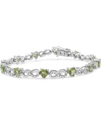 Haus of Brilliance - 925 Sterling 1.00 Cttw Diamond And 4.00Mm Lab Created Heart-Shaped Peridot Infinity Link Bracelet (I-J Color, I2-I3 Clarity) - Lyst