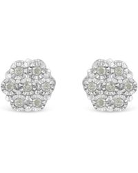 Haus of Brilliance - 925 Sterling 1/4 Cttw Round-Cut Diamond Miracle-Set Floral Cluster Button Stud Earrings (I-J Color, I3 Clarity) - Lyst