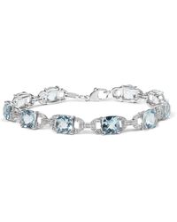 Haus of Brilliance - 925 Sterling 7X7 Mm Cushion Cut Topaz And 1/20 Cttw Round Cut Diamond Fashion Tennis Bracelet (I-J Color, I1-I2 Clarity) - Lyst