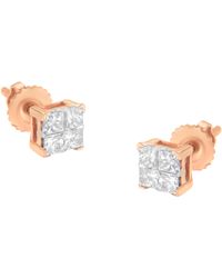 Haus of Brilliance - 10K Diamond Square Stud Earring (1/2 Cttw, I-J Color, I1-I2 Clarity) - Lyst