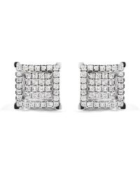 Haus of Brilliance - 10K 1 1/4 Cttw Princess Diamond Composite Double Square And Halo Stud Earrings (I-J Color, I1-I2 Clarity) - Lyst