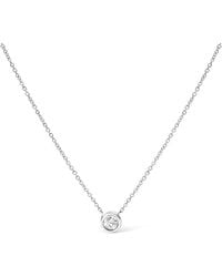 Haus of Brilliance - 10K 1/10 Carat Round Brilliant-Cut Diamond Modern Bezel-Set Solitaire 16"-18" Pendant Necklace (H-I Color, Si2-I1 Clarity) - Lyst