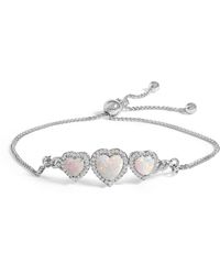 Haus of Brilliance - 925 Sterling Created Opal Triple Heart And Sapphire Bolo Bracelet - Lyst