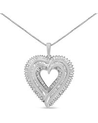 Haus of Brilliance - 925 Sterling 1 1/2 Cttw Baguette Diamond Composite Heart 18" Inch Pendant Necklace (I-J Color, I1-I2 Clarity) - Lyst