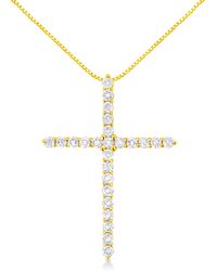 Haus of Brilliance - 10K 2.0 Cttw Round Brilliant Cut Diamond Cross Pendant Necklace With Box Chain (J-K Color, I2-I3 Clarity) - Lyst