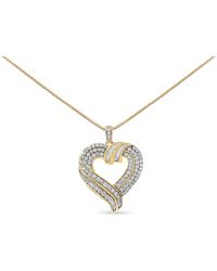 Haus of Brilliance - 14K Plated .925 Sterling 1.00 Cttw Baguette Diamond Composite Open Heart 18" Inch Pendant Necklace (I-J Color, I1-I2 Clarity) - Lyst