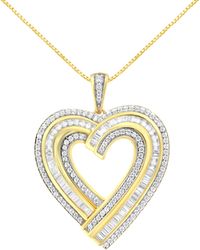 Haus of Brilliance - 14K Plated .925 Sterling 1 3/8 Cttw Baguette Diamond Composite Heart 18" Inch Pendant (I-J Color, I1-I2 Clarity) - Lyst