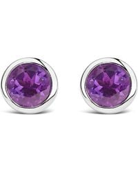 Haus of Brilliance - 925 Sterling 6Mm Bezel Set Created Amethyst Solitaire Stud Earrings - Lyst