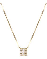Haus of Brilliance - 10K 1/10 Cttw Round And Baguette Diamond Mosaic Composite Square 18" Inch Pendant Necklace (H-I Color, I1-I2 Clarity) - Lyst