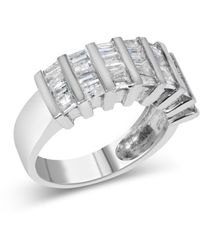 Haus of Brilliance - 925 Sterling 1.0 Cttw Baguette Cut Diamond Vertical Channel Fluted Multi-Row Fashion Wedding Ring (H-I Color, I1-I2 Clarity) - Lyst