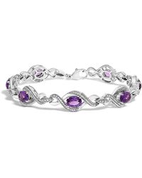 Haus of Brilliance - 925 Sterling 1/10 Cttw Natural Round Diamond And 7X5Mm Oval Amethyst Cross Tennis Bracelet (I-J Color, I1-I2 Clarity) - Lyst