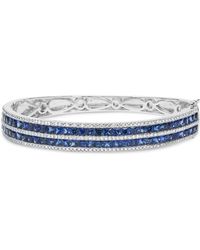 Haus of Brilliance - 18K Alternating Diamond And 8.00 Cttw Princess Cut Sapphire Multi Row Bangle Bracelet (G-H Color, Vs1-Vs2 Clarity) - Lyst