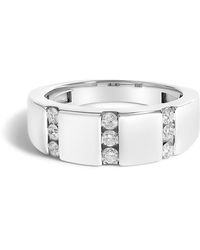 Haus of Brilliance - 925 Sterling 1/2 Cttw Diamond Triple Three Stone Row Band Ring (H-I Color, I1-I2 Clarity) - Lyst