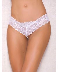 iCollection Pearl Thong String Lace Sexy Knickers - White