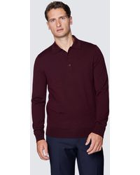Hawes & Curtis Curtis Claret Polo Neck Merino Wool Sweater - Slim Fit - Red