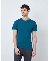 Hawes & Curtis Curtis Dark Teal Garment Dye Organic Cotton T-shirt - Blue