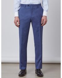Hawes & Curtis Curtis Blue Pin Dot Semi Plain Classic Fit Suit Pants