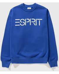 Esprit Logo Print Oversize Vintage Sweatshirt - Blue