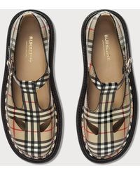 Burberry Vintage Check Leather T-bar Shoes - Natural
