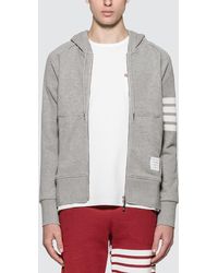 Thom Browne Classic Full Zip Hoodie - Gray