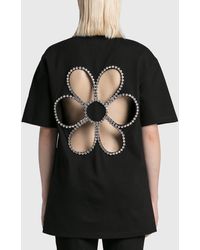 Area Crystal Daisy Cutout T-shirt - Black