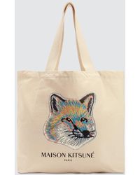 Maison Kitsuné Pastel Fox Head Tote Bag - White