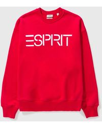 Esprit Logo Print Oversize Vintage Sweatshirt - Red