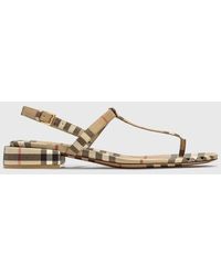 Burberry Vintage Check And Lambskin Sandals - Natural