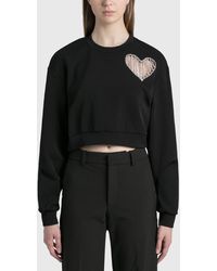Area Crystal String Heart Cutout Sweatshirt - Black