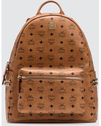 MCM Stark Side Studs Backpack In Visetos - Natural