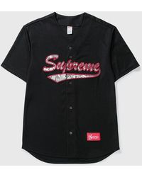 Supreme Snake Script Logo Baseball Shirt - Black