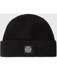 Stone Island Beanie in Black for Men | Lyst