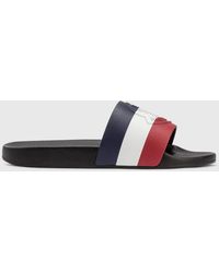 Moncler Basile Stripe Logo Slide Sandals - Black