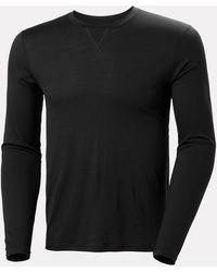 Helly Hansen - Hh Merino Crew Base Layer Nero - Lyst