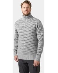 Helly Hansen - Arctic Ocean Icelander Wool Knit ½ Zip Felpa Grigio - Lyst