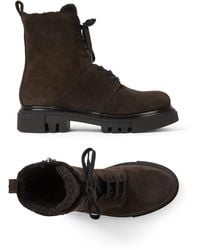 Henry Beguelin - Suede Combat Boot With Wool Lining - Lyst