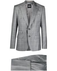 Hugo Boss Modern Fit 100% Virgin Wool 2 Piece Blue Plaid Men’s Suit by Hugo Retail Price $695.95 