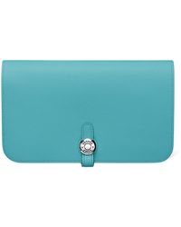 hermes citizen twill taupe/thalassa blue wallets  