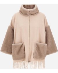 Herno - Wool, Cashmere And Mink-Effect Mélange Poncho - Lyst