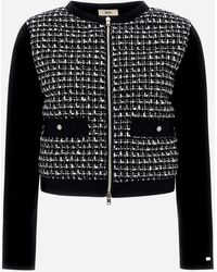 Herno - Glam Tweed And Knit Plane Bomber Jacket - Lyst