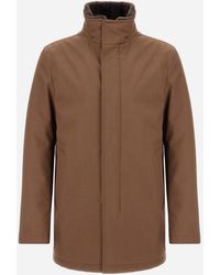 Herno - Carcoat In Woolen Melange Twill And Light Faux Fur - Lyst